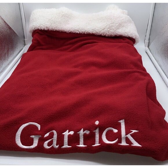 Pottery Barn Garrick Large Red Fleece Santa Bag Sack Christmas Stocking 40 X 33 - Picture 1 of 12